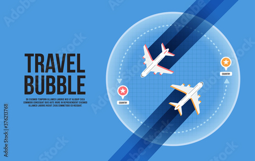 New travel trends. New normal lifestyle of traveling. Travel bubble icon vector illustration. 