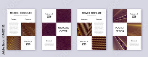 Business brochure design template set. Gold abstra