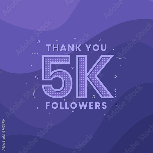 Thank you 5K followers, Greeting card template for social networks.