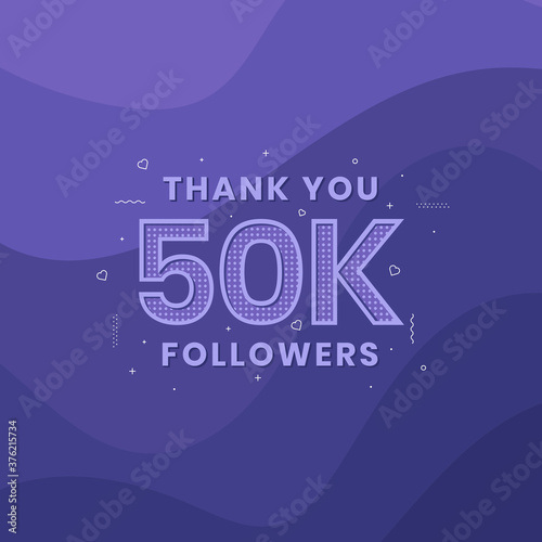Thank you 50K followers, Greeting card template for social networks.