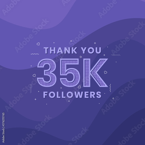 Thank you 35K followers, Greeting card template for social networks.