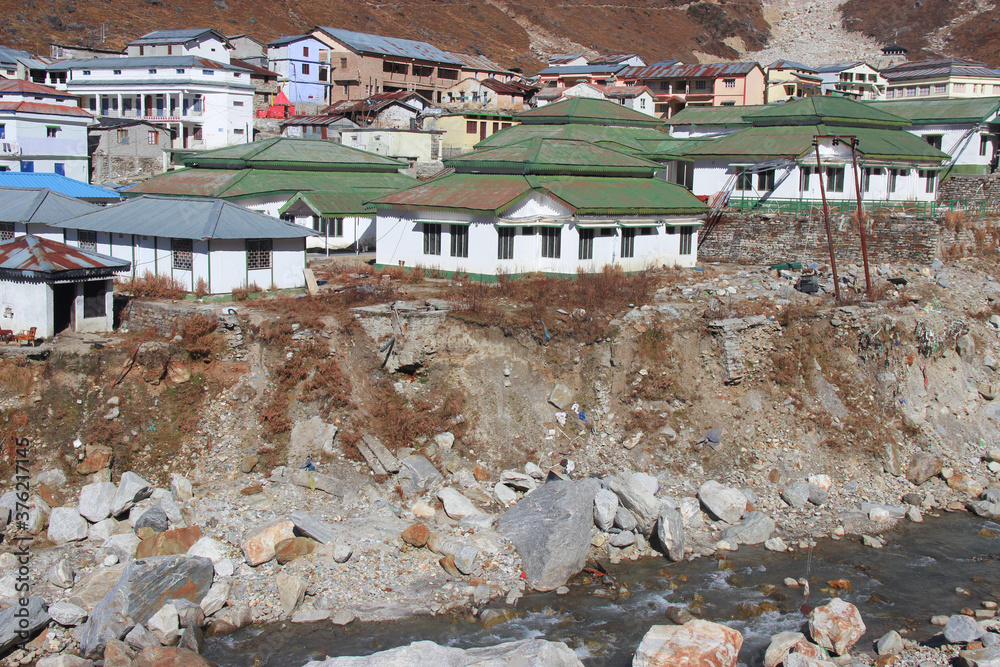 Uttarkashi,Uttarakhand/India June 17 2013 Collapsed houses during