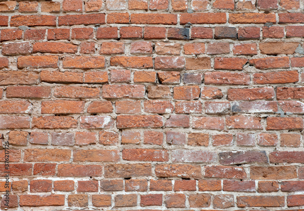 Old brick wall. Brickwork from an old brick in a rustic style. The structure and pattern of the destroyed stone wall. Copy space.. Old brick wall. Brickwork from an old brick in a rustic style. The structure and pattern of the destroyed stone wall. Copy space..
