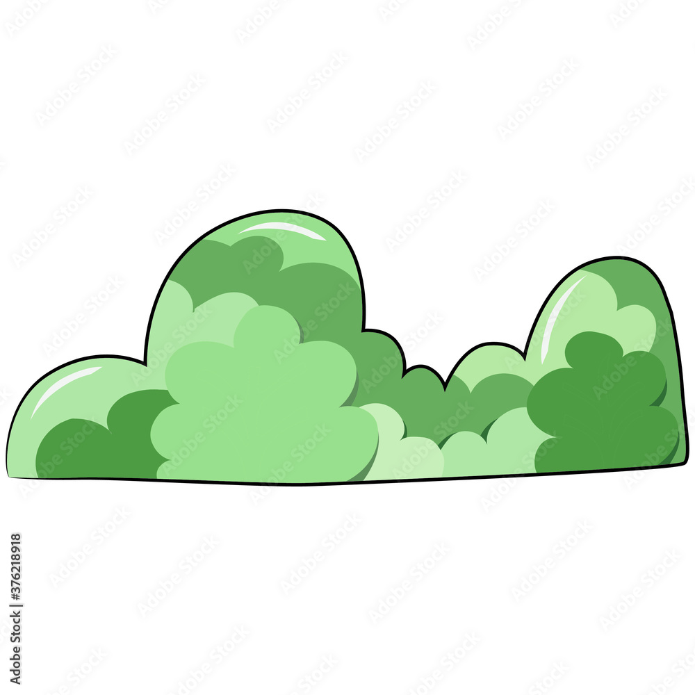 Funny cartoon vector bushes. Cute nursery illustration on white background. Ready for print. Can be used for sticker, poster, print, fabric, textile Funny cartoon vector bushes. Cute nursery illustration on white background. Ready for print. Can be used for sticker, poster, print, fabric, textile