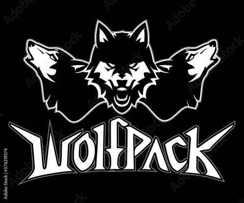Obraz na plátně Wolfpack Lettering Symbol, Black Design Illustration