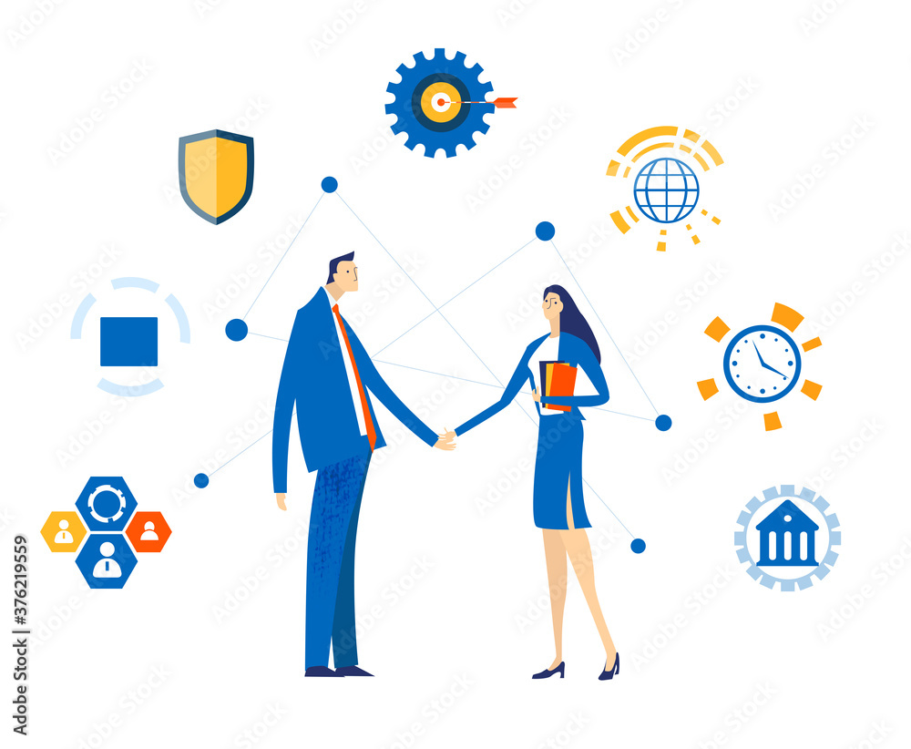 Business people shaking hands in order to confirm the deal and agreements. Business concept illustration Business people shaking hands in order to confirm the deal and agreements. Business concept illustration