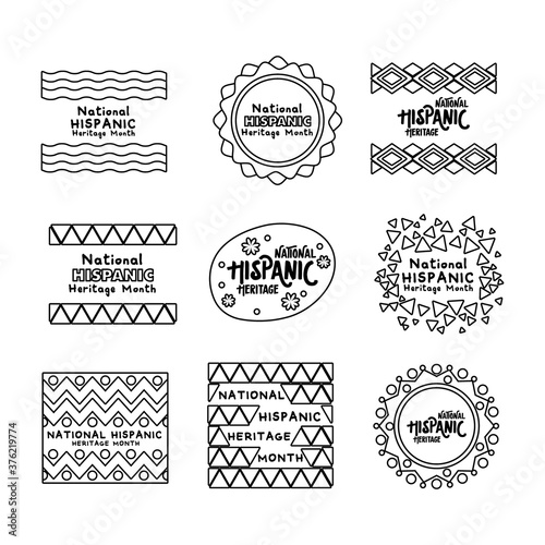 bundle of national hispanic heritage letterings set icons