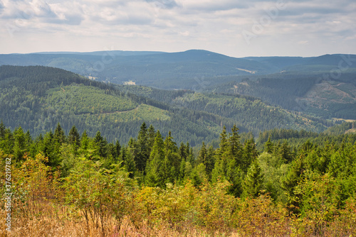 Aussicht im Sommer Thüringer Wald in Deutschland 