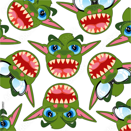 Cartoon of the head of the toothy crock decorative pattern