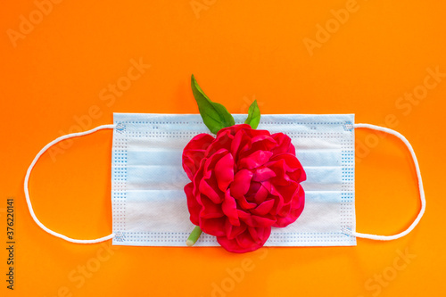 Bright rose on a medical pr...