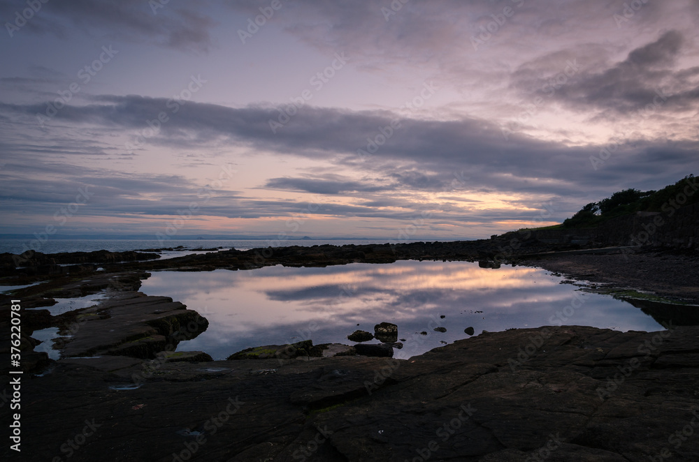 Sunset at the rocky beach of Crail, Scotland, United Kingdom