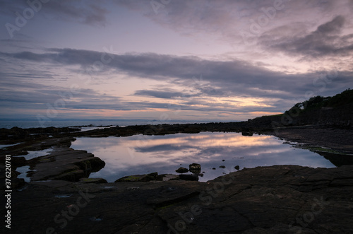 Sunset at the rocky beach of Crail  Scotland  United Kingdom