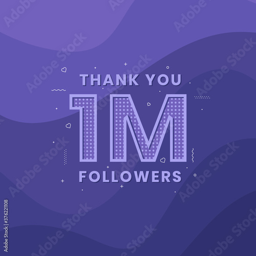Thank you 1M followers, Greeting card template for social networks.