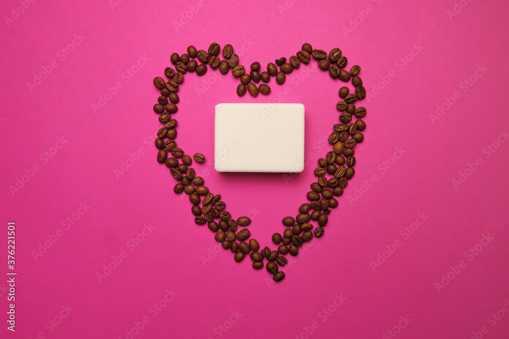 Handmade coffee scented soap on bright background
