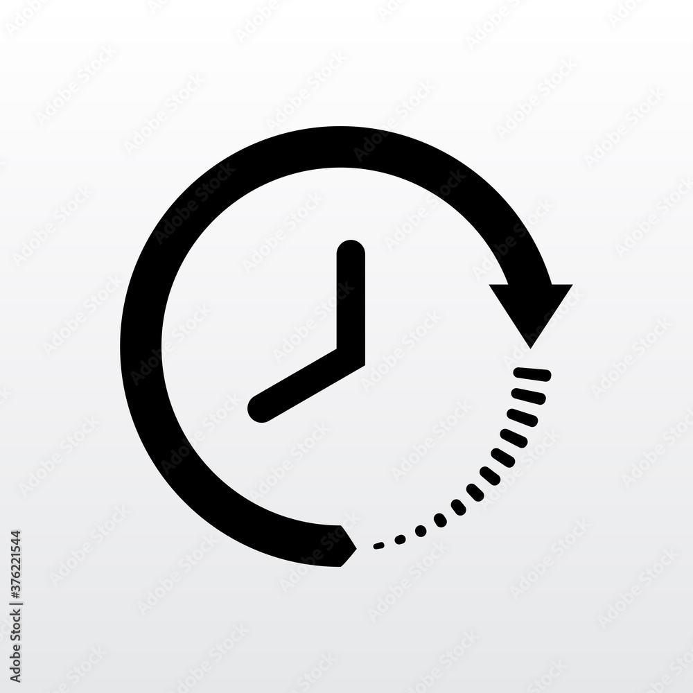 Time Clock Icon black isolated on white background vector illustration. Creative circle clock icon design. Time Clock Icon black isolated on white background vector illustration. Creative circle clock icon design.