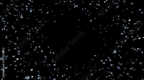 Snow Flake Crystals winter freeze ice holiday particle 3D illustration background © bluebackimage