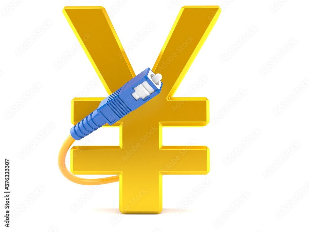 Obraz premium Yen currency with optic cable