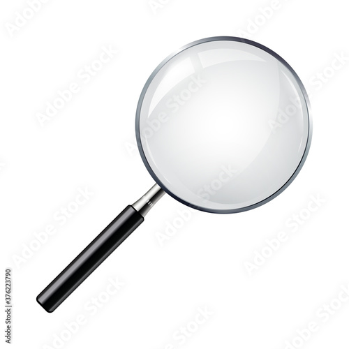 Realistic magnifying glass isolated on white background. Vector illustration.