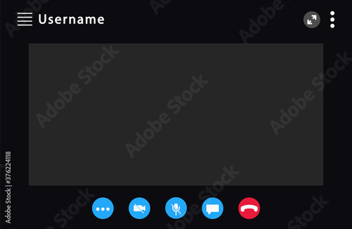 Video call screen template. Screen for video call. Applications for communication via the Internet. Vector illustration.