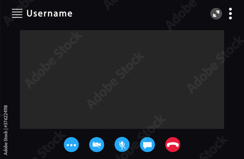 Video call screen template. Screen for video call. Applications for communication via the Internet. Vector illustration. photo