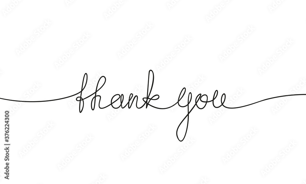 Continuous one line drawing of Thank You handwritten inscription, Thin line with text in the middle. Hand drawn vector minimalist illustration Continuous one line drawing of Thank You handwritten inscription, Thin line with text in the middle. Hand drawn vector minimalist illustration