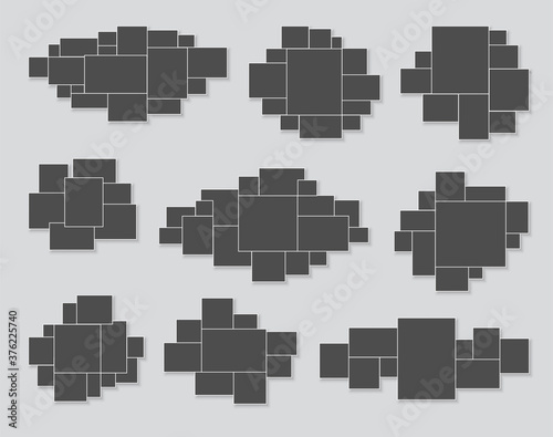 Template collage frames for moodboard, photo or illustration gallery. Vector