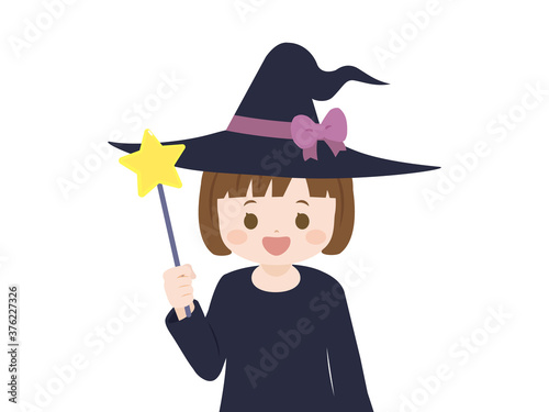 かわいい魔女の子のイラスト