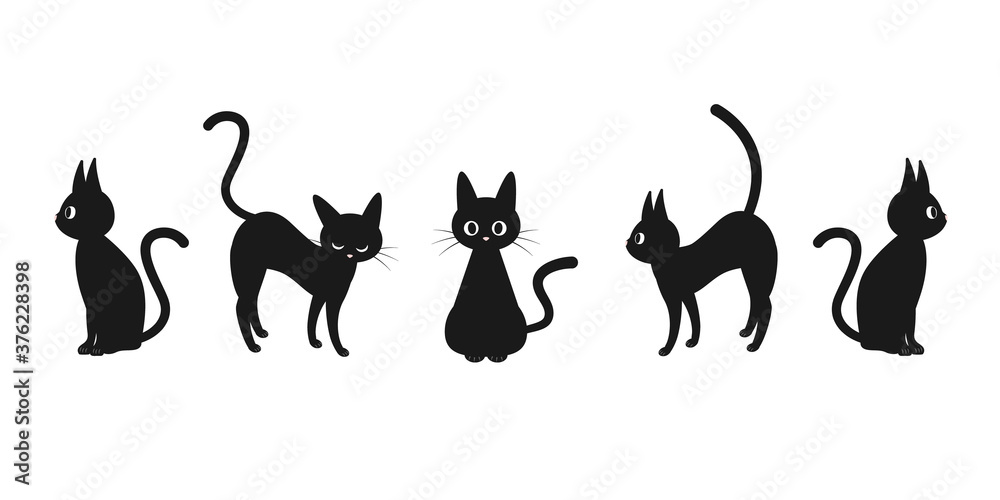 かわいい黒猫のイラスト Stock Vector Adobe Stock