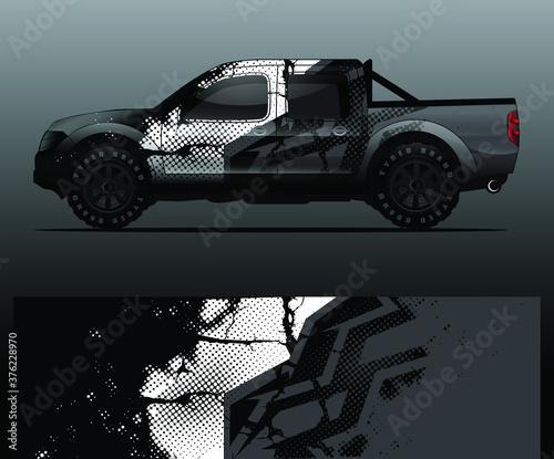 Truck decal, cargo van and car wrap vector, Graphic abstract grunge stripe designs for wrap branding vehicle