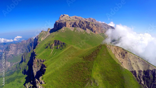 Caucasus  Ossetia. Kurtat gorge. Mount Kariuhokh.