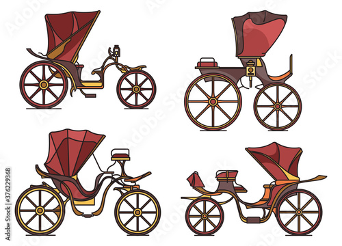 Carriages of XIX century. French chariot in line