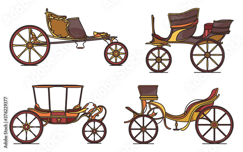 Set of classic cab of XIX century, retro wagon