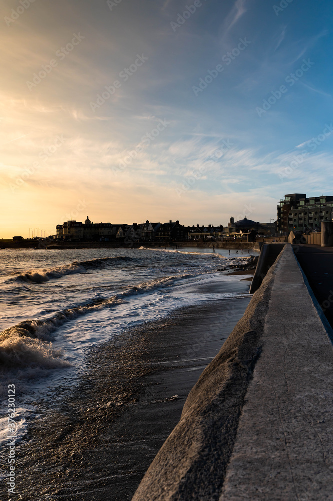 Obraz premium Beautiful Sunset on Welsh landscape , Porthcawl
