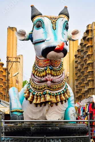 Nandhi Statue in front of Madurai Meenakshi Amman Temple, India photo