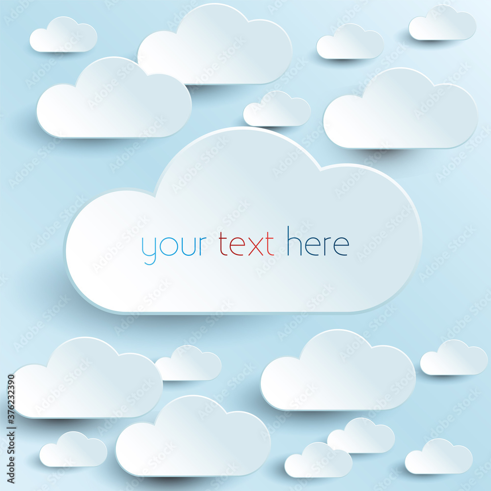 Light blue background with clouds and place for your custom text Light blue background with clouds and place for your custom text