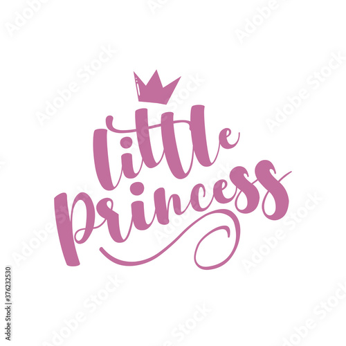 Little Princess - calligraphy with crown. Good for baby clothes, room decor, poster, greeting card, baby shower decoration, and gifts design.