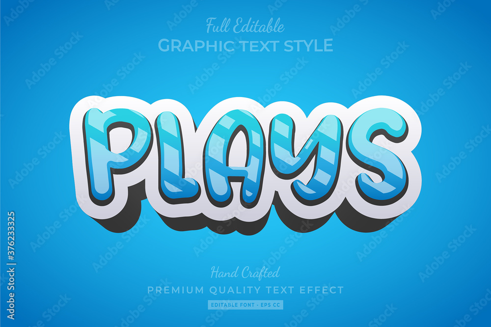 Plays Cartoon Game 3d Text Style Effect Premium