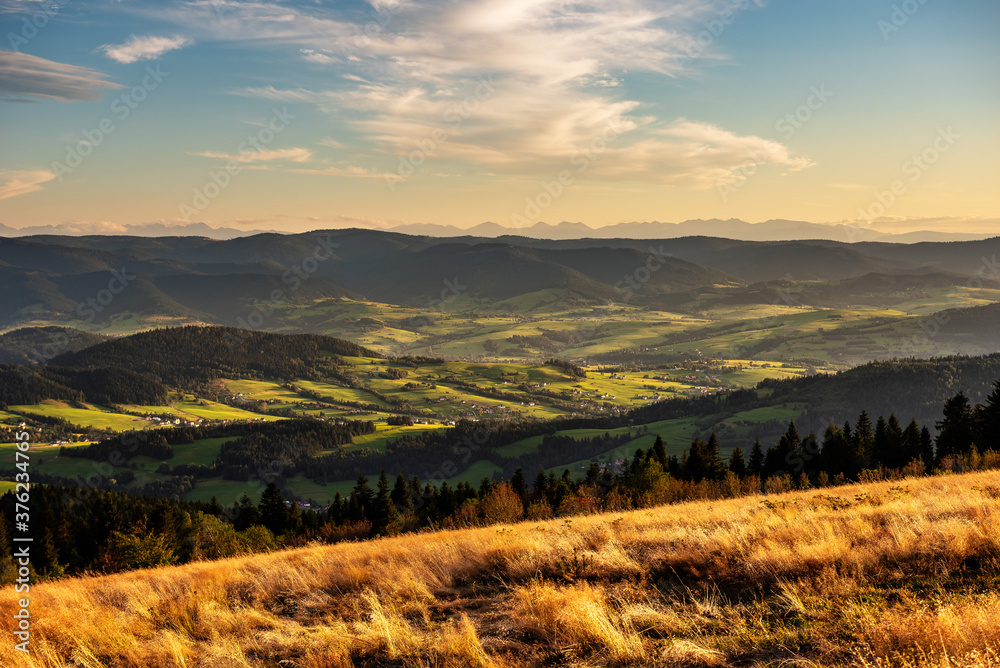 widok na tatry z ćwilina, beskid wyspowy