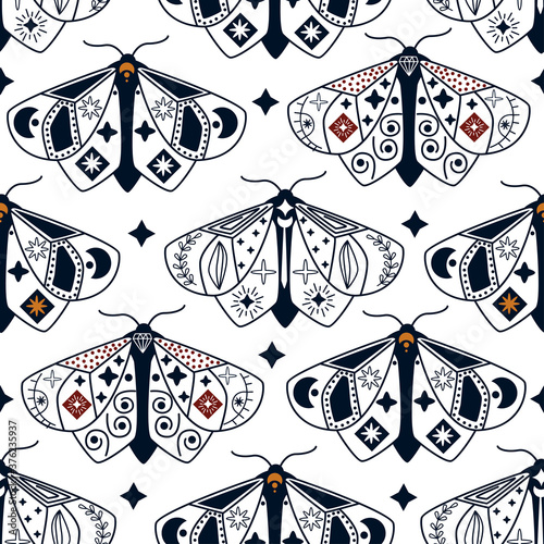 seamless pattern with celestial moth - vector illustration, eps