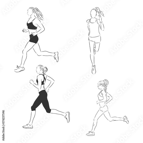 A collection of doodle art illustrations that includes the following sports track and field runner, track and field, runner, vector sketch illustration