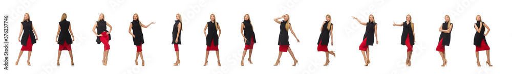 Pretty young girl in bordo skirt isolated on white Pretty young girl in bordo skirt isolated on white