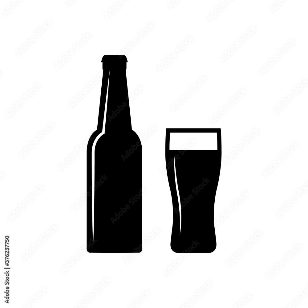 Beer bottle icon, logo isolated on white background Beer bottle icon, logo isolated on white background