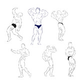 Bodybuilding Design, bodybuilder, vector sketch illustration, sport sign