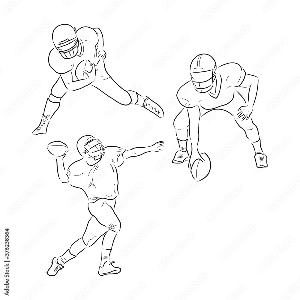 Running rugby player, abstract black vector silhouette, Rugby player, vector sketch illustration Running rugby player, abstract black vector silhouette, Rugby player, vector sketch illustration