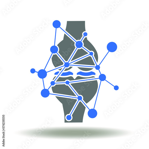 Bones Orthopedic Medical Innovation Logo. Cartilage bone network molecule innovative icon vector. Skeleton Modern Treatment Technology Illustration.