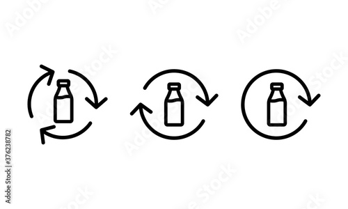 Circulation of plastic in nature icon set. Vector on isolated white background. EPS 10