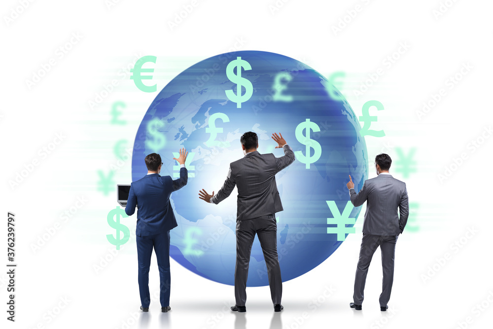 Global money transfer and exchange concept with businessman Global money transfer and exchange concept with businessman