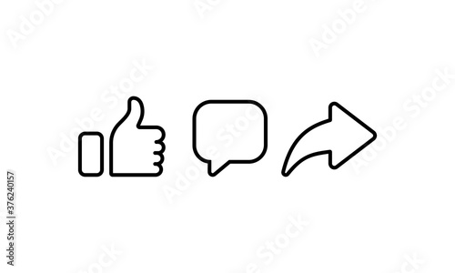 Lke, comment and share icon. Social media users. Vector on isolated white background. EPS 10