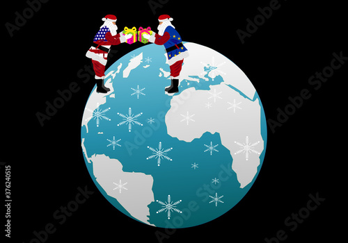 EEUU Y Europa intercambiando regalos  en un mundo frío y desolador