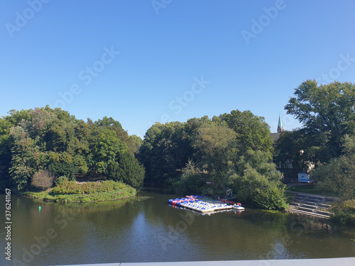 Blick auf die Brehm-Insel in Essen-Werden photo